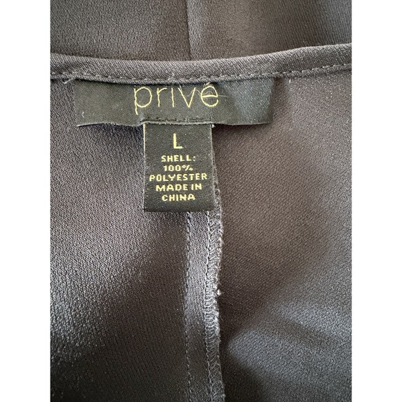 Prive Black Blouse Women's Size L Short Sleeve V-Neck Minimalist Top - Picture 3 of 4